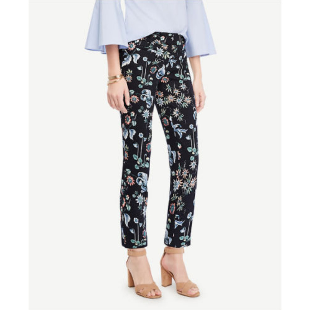 Ann Taylor Kate Fit Crop Floral Ankle Pants